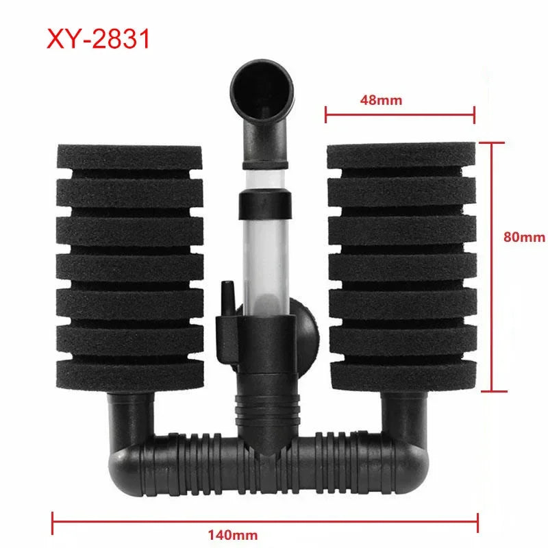 Éponge biologique noire pour aquarium avec tube cylindrique et base de montage