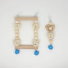 Wooden decorative parrot swing toys featuring natural wood beads and woven bird nests.