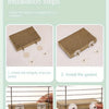 Installation steps for a parrot perch, showing how to check integrity, install the gasket, place it, and tighten the screws.