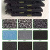 A collection of black and blue aquarium sponge filters labeled with different pore sizes ranging from 10PPI to 60PPI.