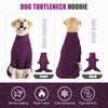 Purple dog turtleneck hoodie shown from the front and back, highlighting winter walking features.