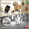 Comparison showing anti-slip dog socks with fix straps versus socks without fix straps for paw protection