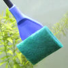 A bright blue and green sponge cleaning tool for aquarium maintenance