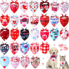 A collection of Valentine's Day dog bandanas featuring various heart and floral patterns.