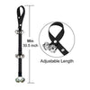 Schwarzer, verstellbarer Hundetrainer-Klingel-Seil mit silberner Hardware und Messhilfe.