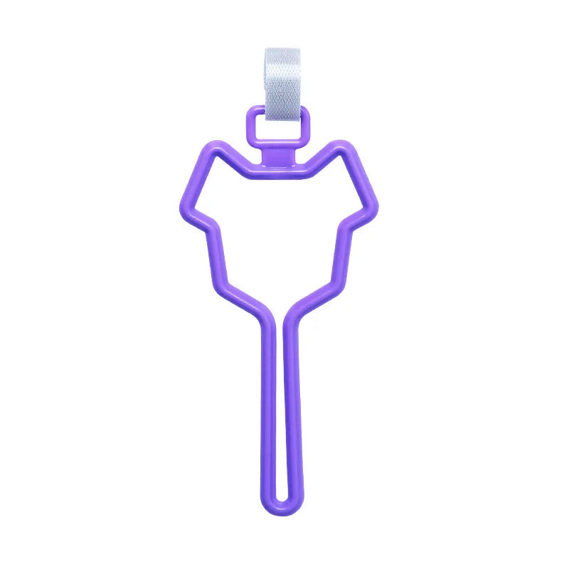 Purple hands-free dog poop bag dispenser with a silver leash clip.
