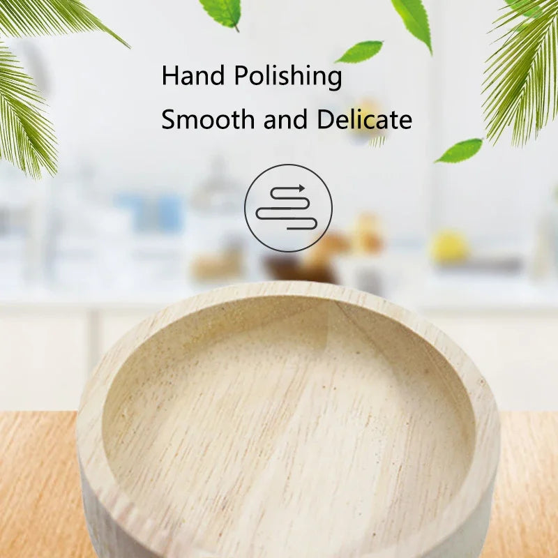 A close-up view of a light wood feeding bowl being hand polished to achieve a smooth and delicate finish.