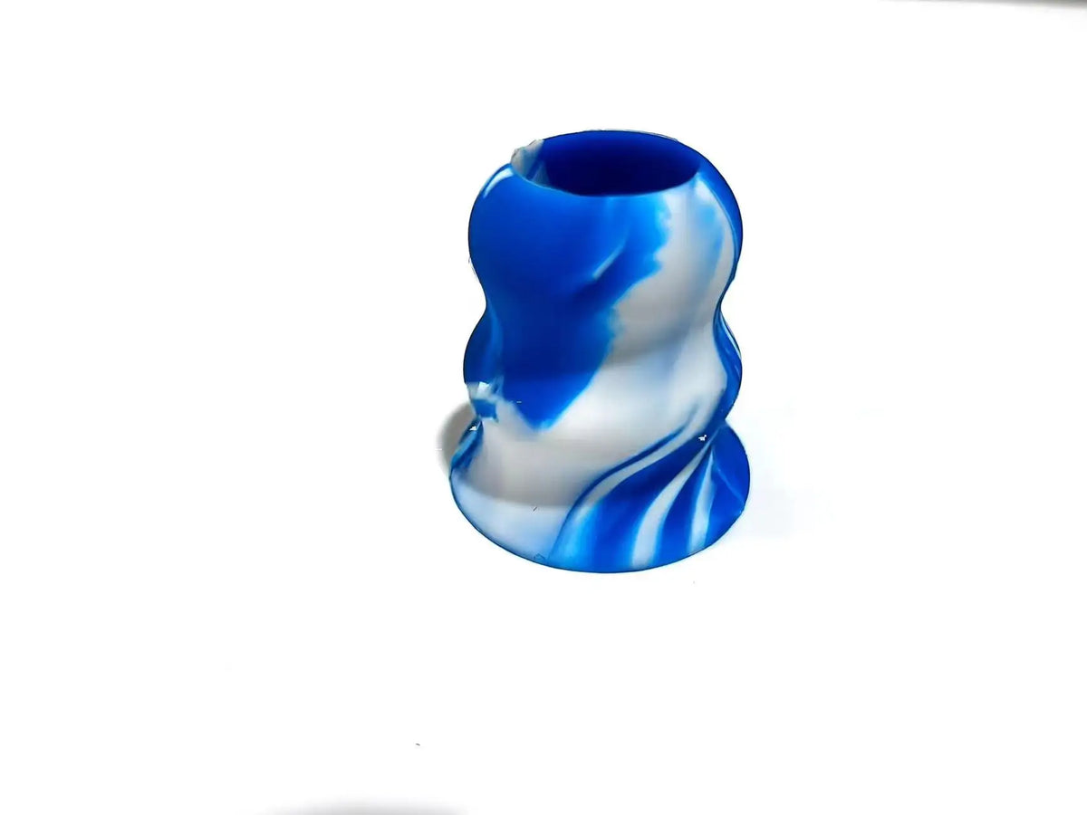 Blue and white marbled silicone grips for baseball bat knobs
