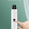 A white rechargeable electric dog nail grinder with a black cap is shown on a white surface.