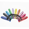 A collection of colorful reflective cat collars with breakaway buckles and bells.