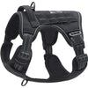 Black durable tactical dog harness designed for secure control.