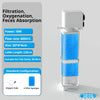 Pompe à air submersible blanche avec boîtier transparent et lumière LED bleue, conçue pour aérer l'eau.