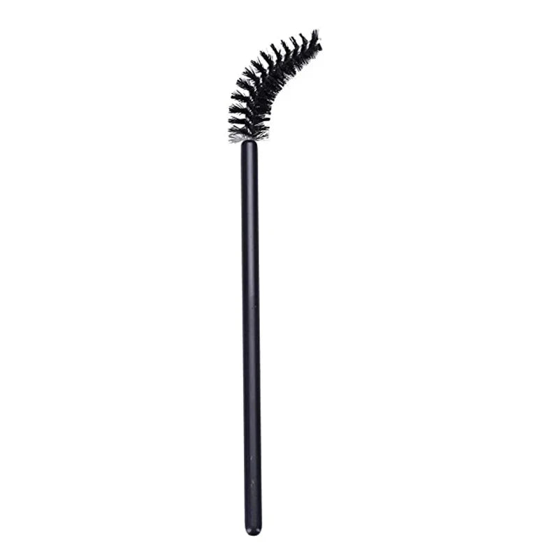 A black disposable eyelash and eyebrow brush set with a dark handle.
