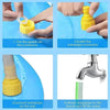 Step-by-step instructions showing how to install a gasket, connect a waterpipe, and attach a waterpipe to a faucet on a cooli