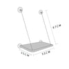 Diagram showing the dimensions of an aerial hammock cat bed, including its length and width.
