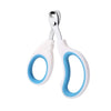 Stainless steel nail clippers for dog and cat with white and blue handles