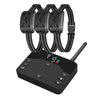 A black dual function dog training collar with a remote trainer and electric fence component.