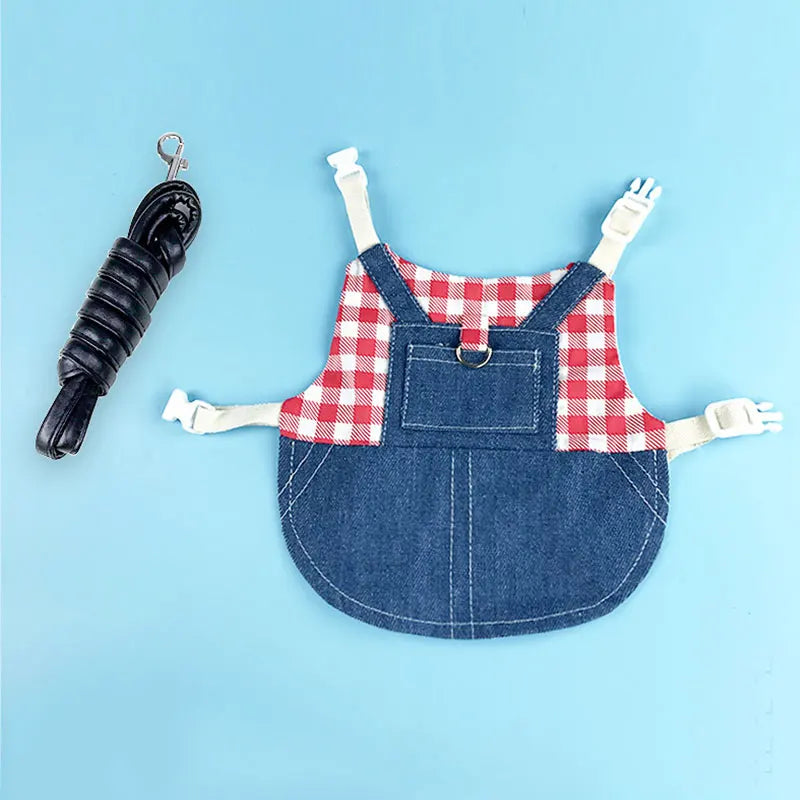 Denim-Kaninchen-Kostüm für kleine Haustiere mit Stoffohren und Pfoten