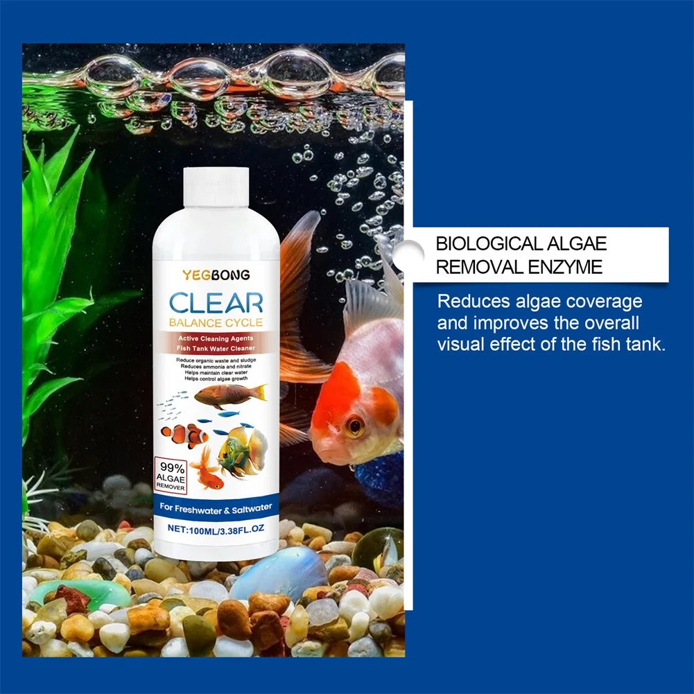 YEGBONG Clear Biological Algae Removal Enzyme for freshwater and saltwater fish tanks