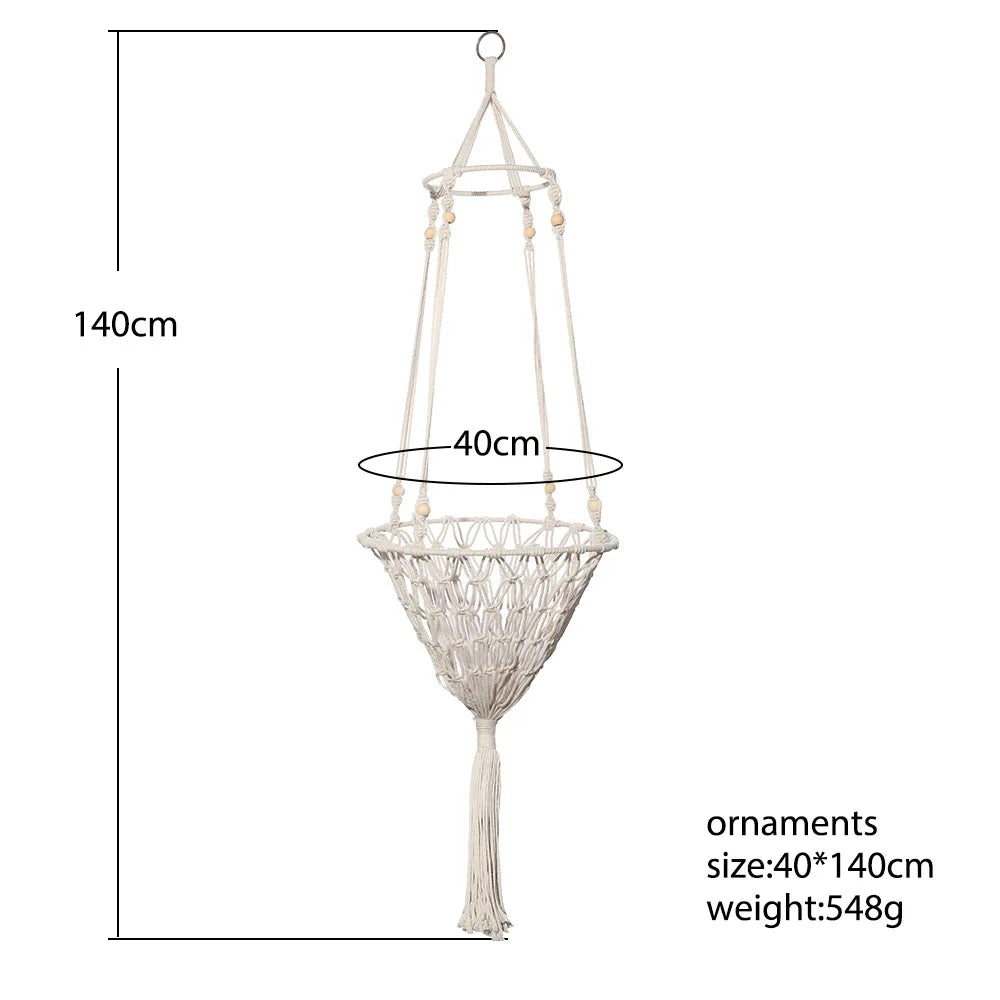 Macrame cat hammock bed for pet decor with a 140cm length and 548g weight