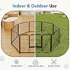 Cercado y jaula de ejercicio plegable de metal para perros, mostrados en interiores y exteriores, destacando el metal resiste