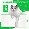 Eine weiße Katze steht auf einer weißen Oberfläche neben Produktmaße mit Angabe 10 Stück.