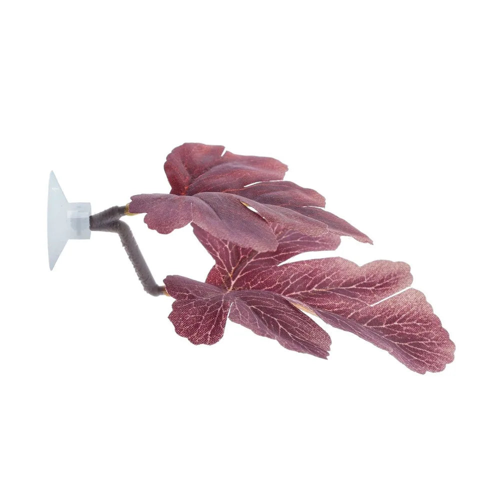 Feuilles de lotus simulées pour poisson combattant, avec un feuillage rouge-pourpre profond.