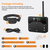 A package listing various components for a dual function dog training collar including a battery, controller, fabric collar, 