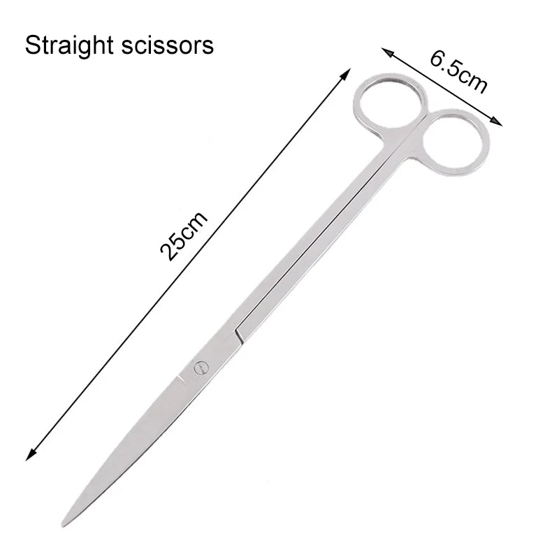 Edelstahl-Schere mit 6,5 cm Öffnung und 25 cm Länge zum Aquarium reinigen.