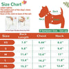 Size chart showing measurements for different sizes of a pet tank top for cats and small dogs