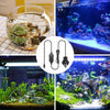 An adjustable USB aquarium heater is shown with various fish tanks and aquatic plants.