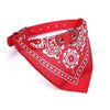 Red adjustable triangle bandana collar for dogs and cats with a buckle closure