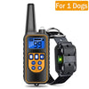 A black waterproof remote dog training collar with a digital display and control buttons.
