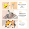 A wall-mounted cat scratcher featuring a hanging toy and felt material for cats.