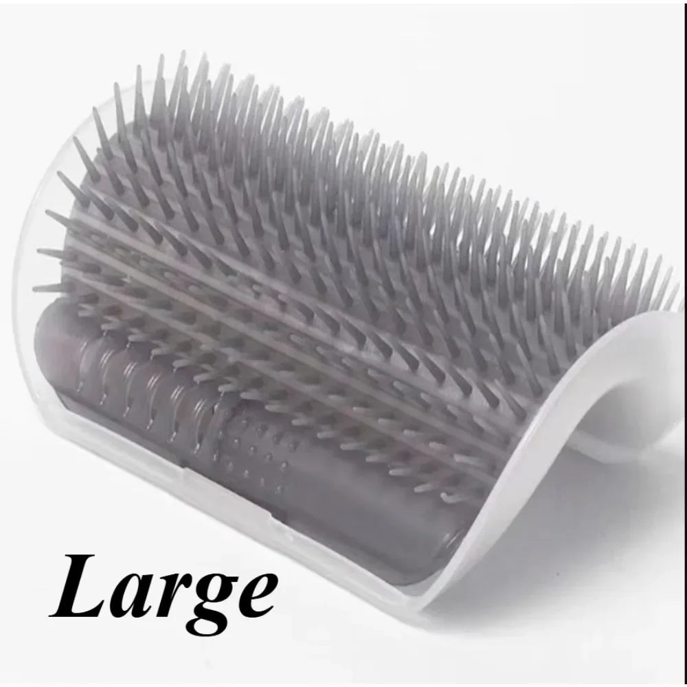 A large gray multi-functional pet grooming comb and scratcher set with fine teeth.