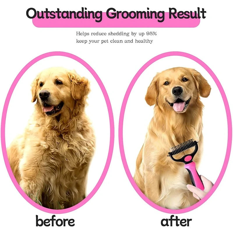 Vorher-Nachher-Vergleich: Hundehaarkur vor und nach Verwendung des All-in-One Deshedding-Grooming-Kämms