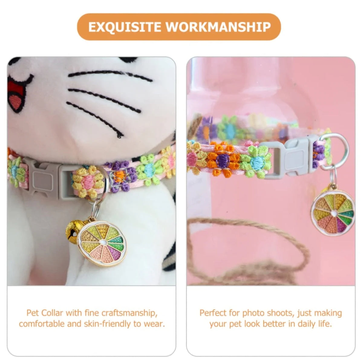 Buntes Tierhalter mit Sicherheitsglocke, fein gearbeitet für Hunde und Kätzchen.