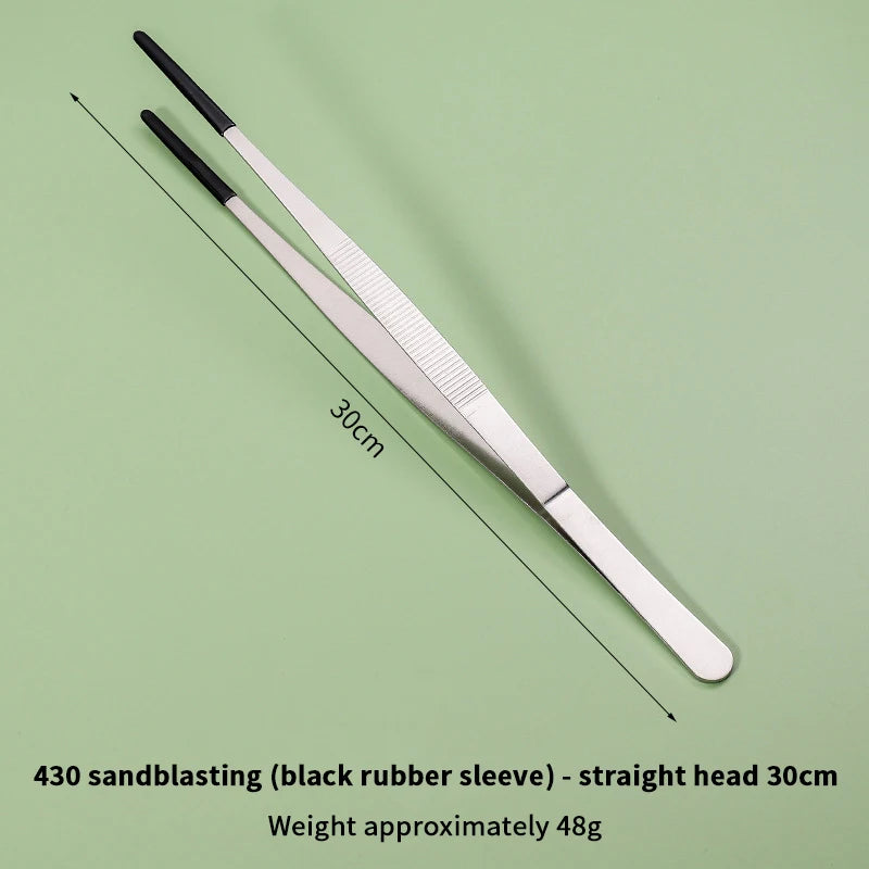 Edelstahl-Sandstrahl-Greifzange mit schwarzem Gummihandschuh und 30cm geradem Kopf.