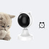 A white automatic laser cat toy with a black light emitting head and an analog clock icon.