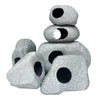 Stack of gray ceramic cichlid cave aquarium decor pieces with natural filtration holes