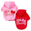 Pink and red custom letter print dog hoodies with embroidered bows