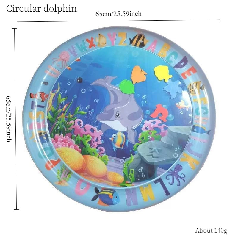 Circular dolphin play mat featuring colorful ocean fish and marine life for cats