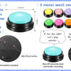 A recordable talking button with 8 colored buttons for dog training and a microphone