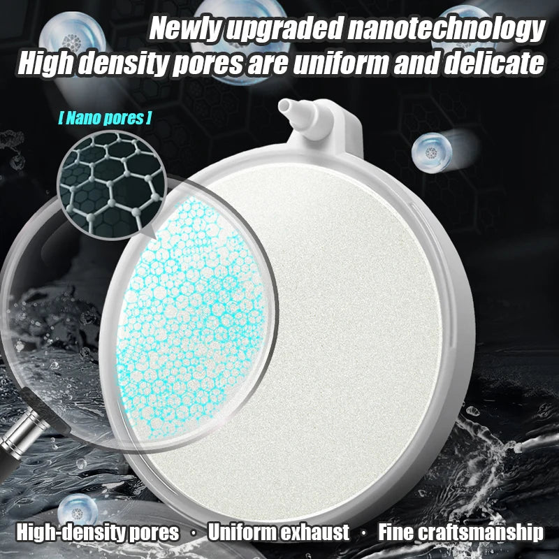 Close-up view of a white aquarium air stone diffuser showing uniform high density pores and delicate craftsmanship.