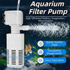 White aquarium filter pump with a suction outlet and aeration nozzle, shown in an aquatic environment.
