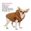 A small Chihuahua dog wearing a brown, hooded jacket.