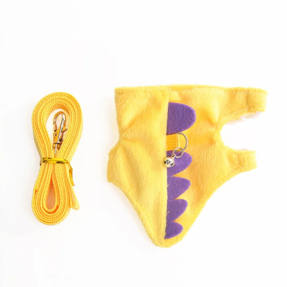 Yellow and purple cartoon animal vest harness for pet training