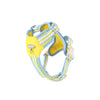 Yellow and light blue adjustable dog harness with reflective stripes