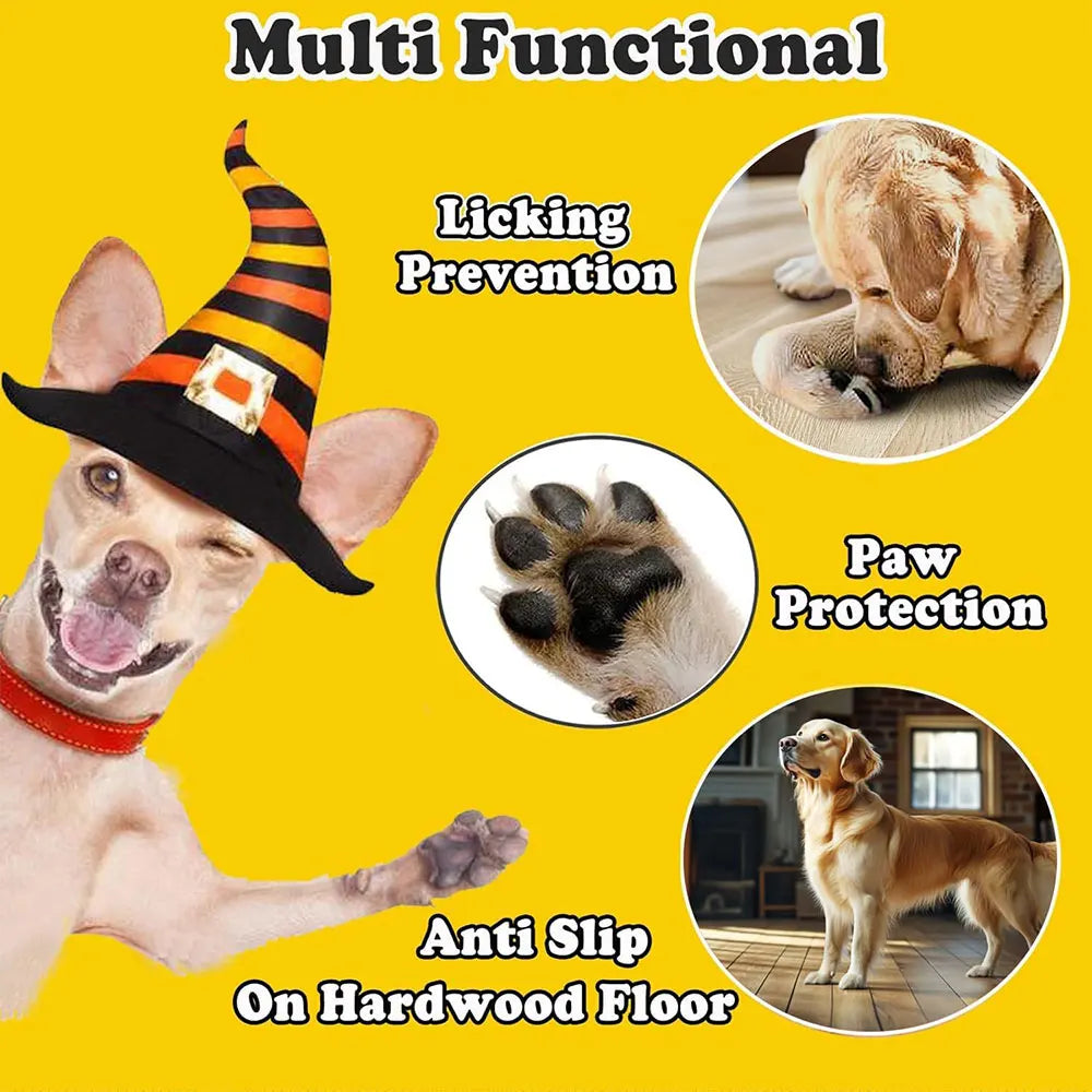 Multi Functional dog socks for licking prevention, paw protection, and anti-slip on hardwood floors.