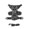 Gray reflective adjustable dog and cat harness with attached leash